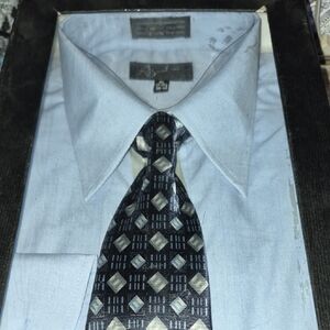 A.Santoni Handmade Light Blue Dress Shirt with Tie